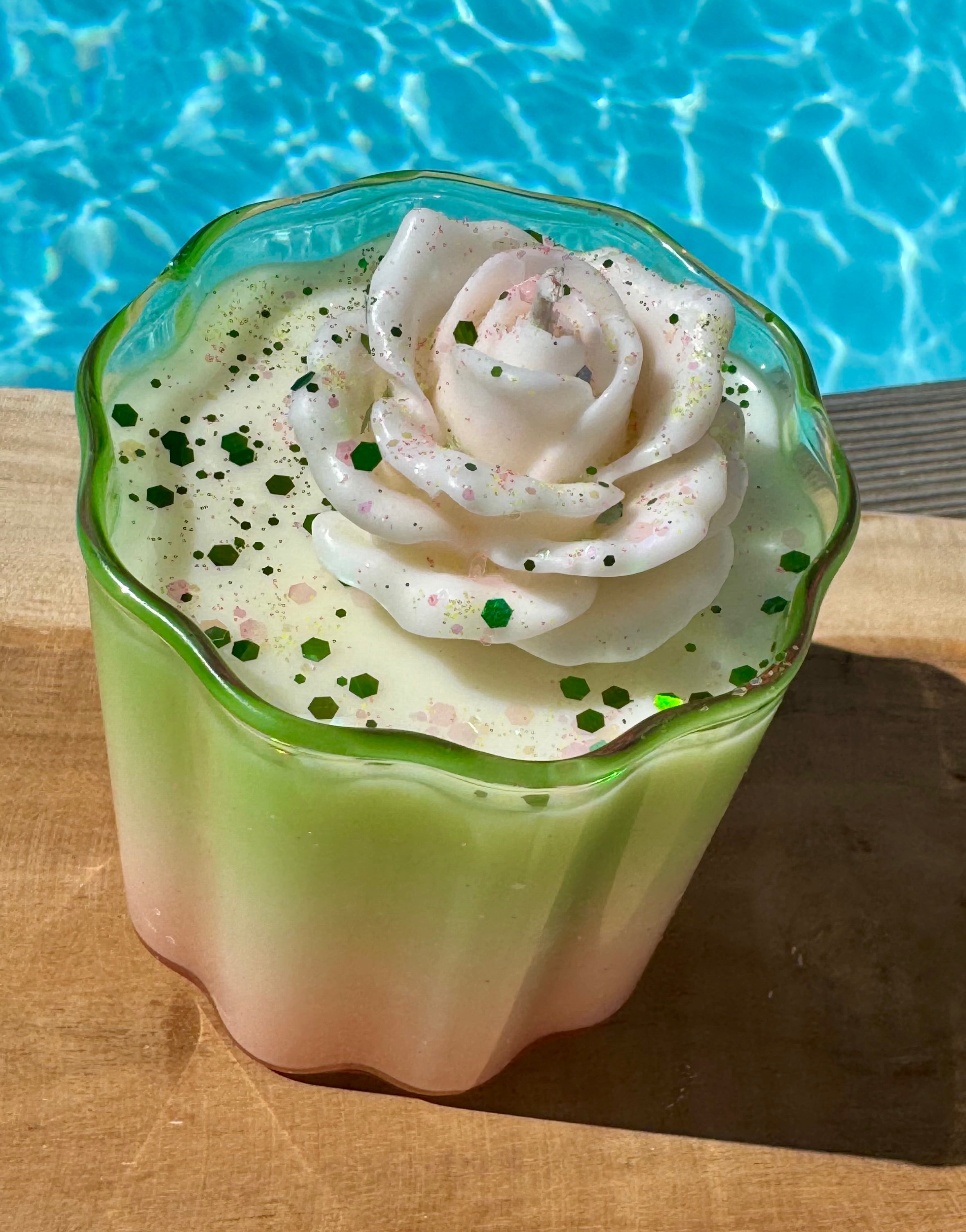 Glitter flower scented candle