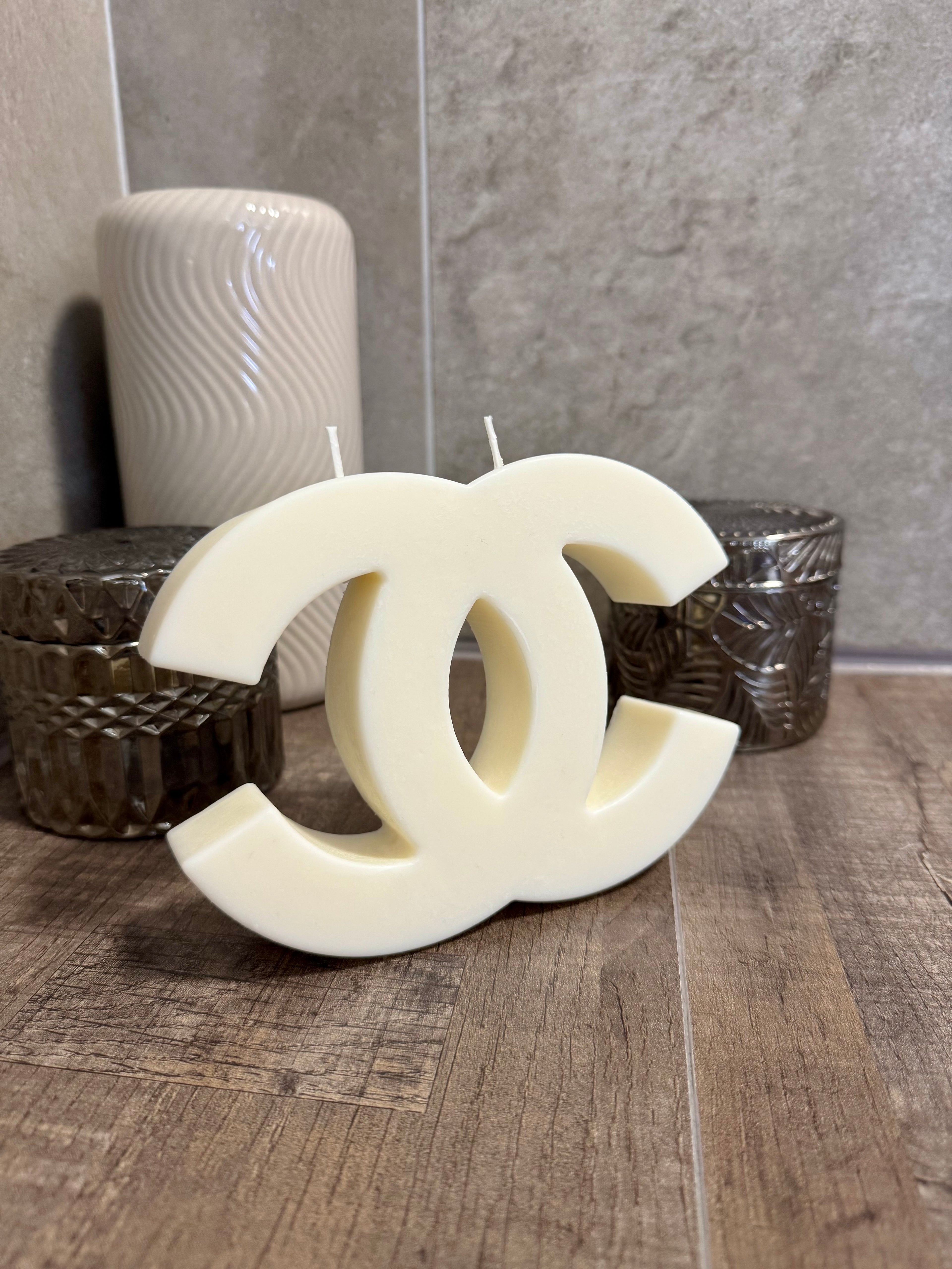 Chanel-style decorative candle