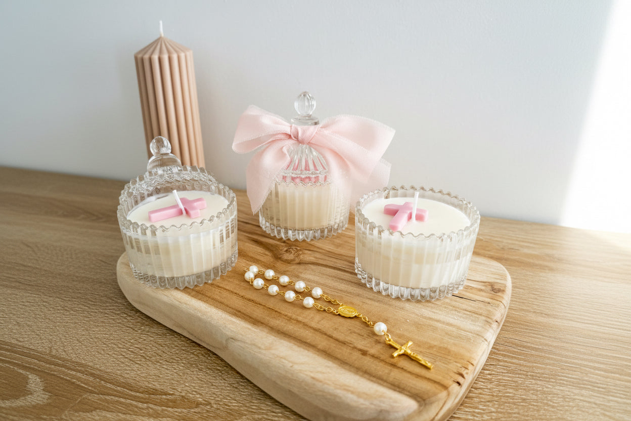 Candle with pink cross