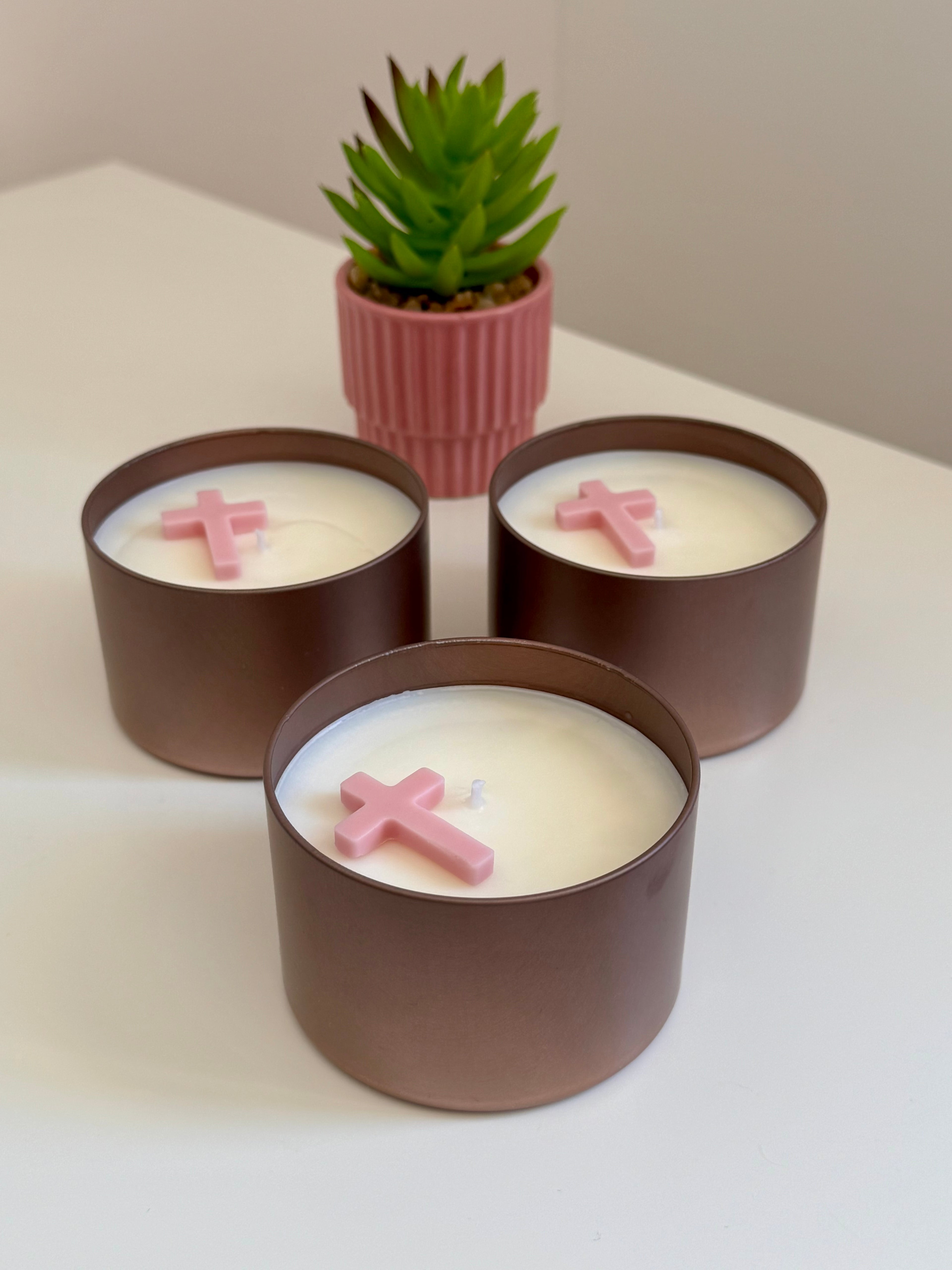Rose cross jar candle