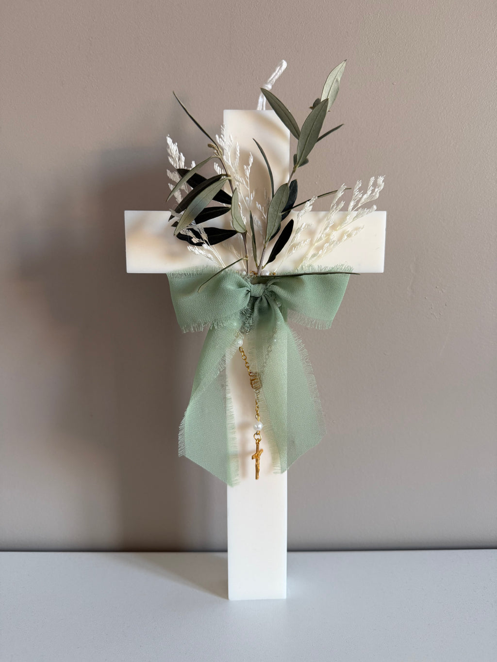 Bougie croix XXL  olivier