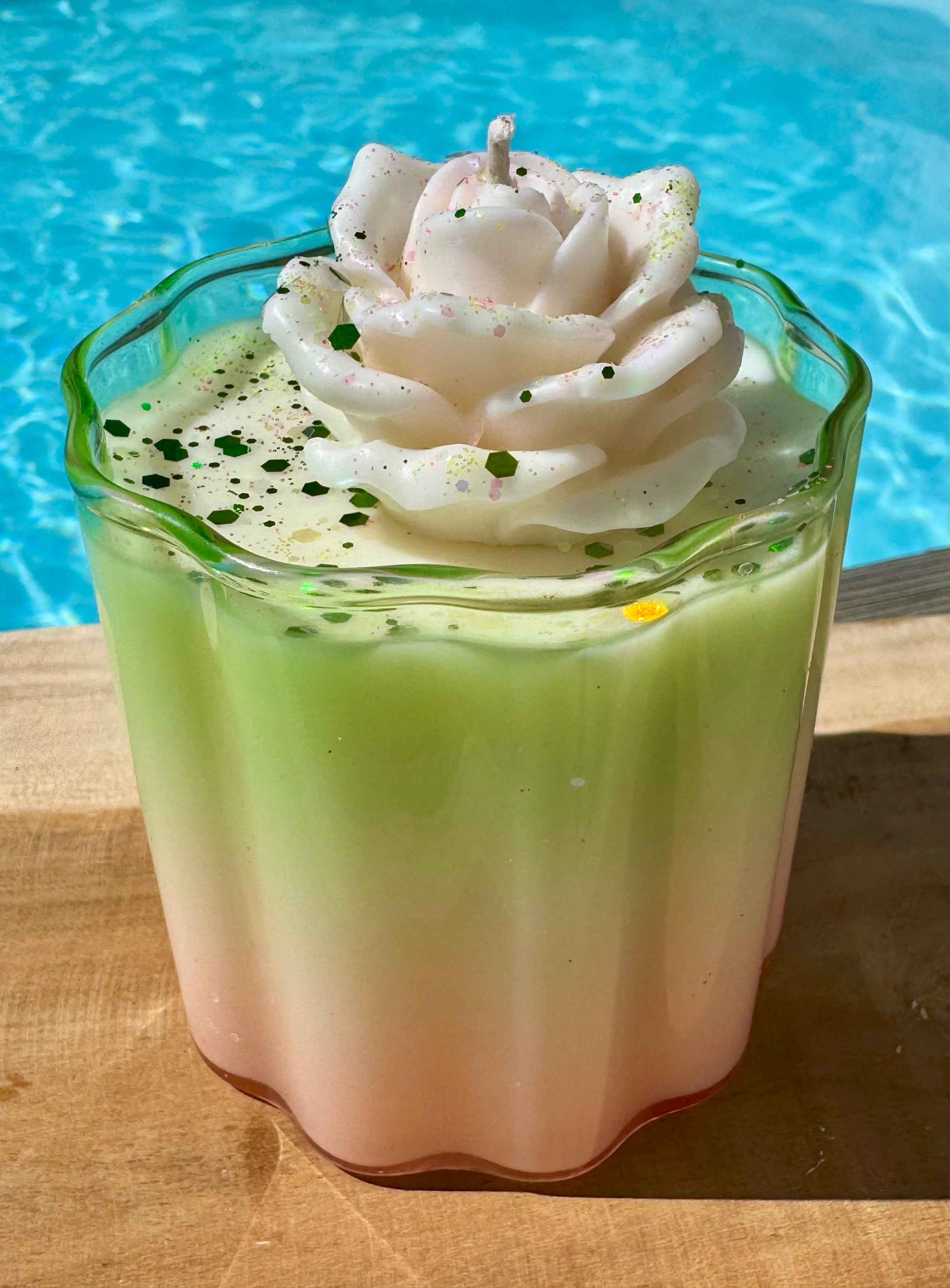 Glitter flower scented candle