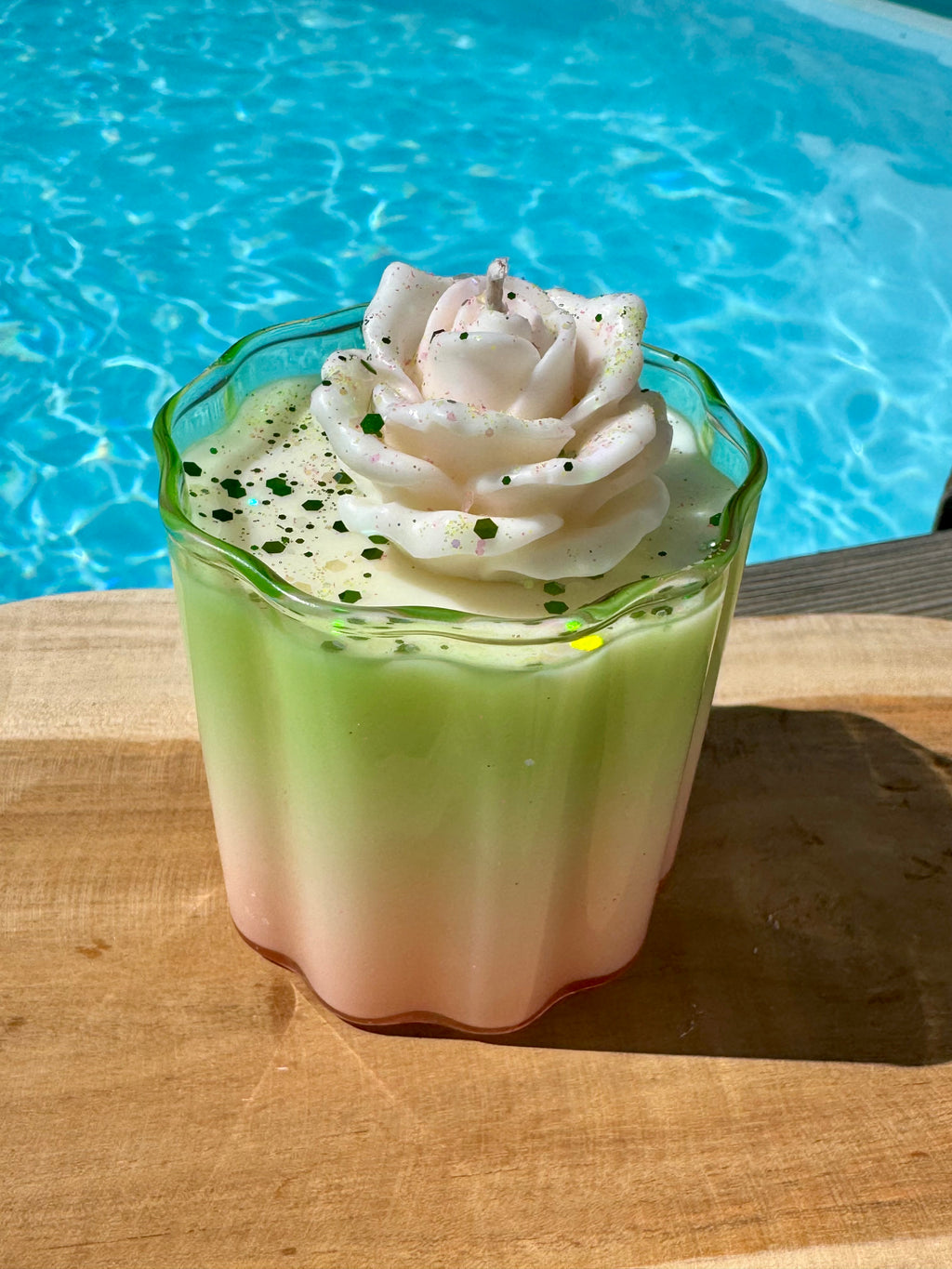Glitter flower scented candle