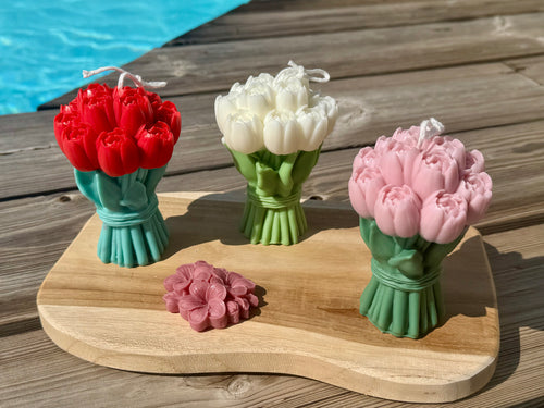 Bougie bouquet de printemps personnalisable