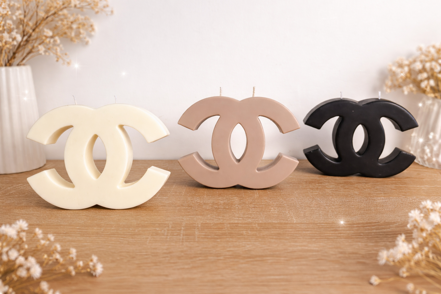 Chanel-style decorative candle