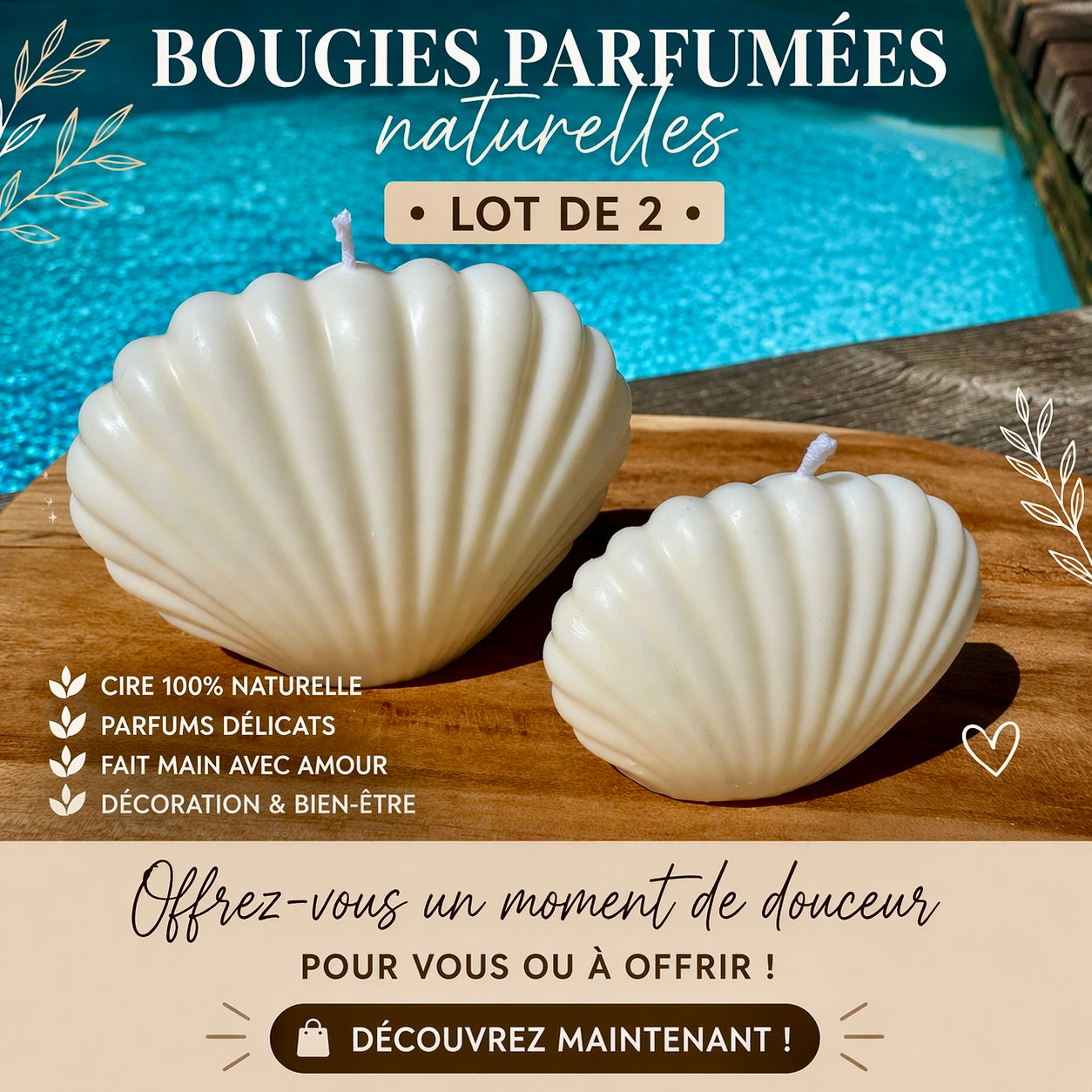 Duo bougies coquillage